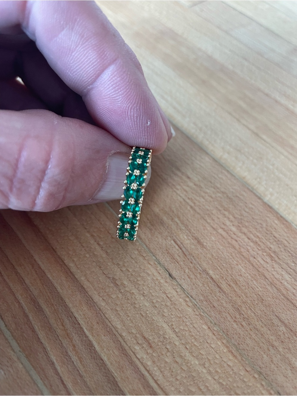 Gold Emerald-Color Eternity Band - Women Jewelry size 10